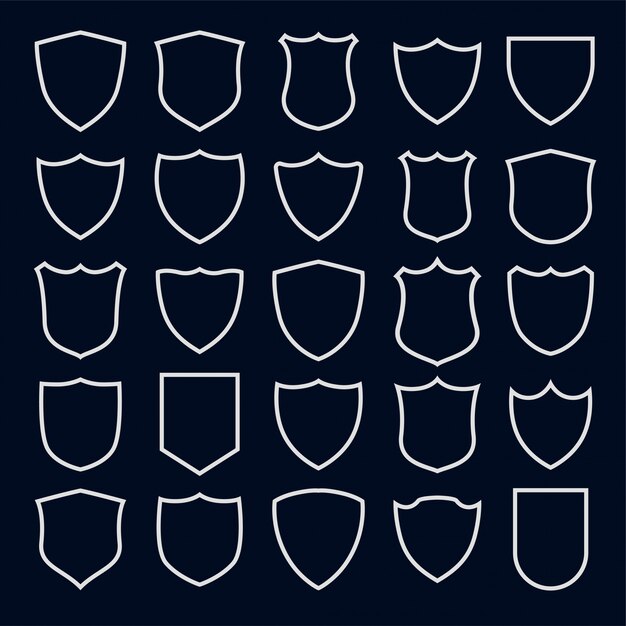 Set of line style shield symbols and icons