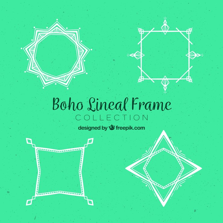 Free Vector set of lineal frames in boho style