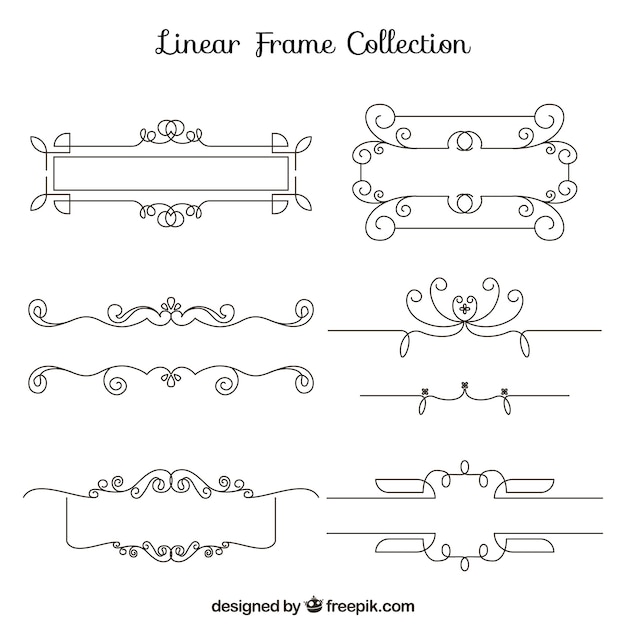 Free vector set of lineal frames with ornaments