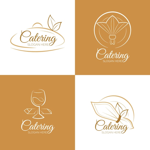 Set of linear flat catering logos