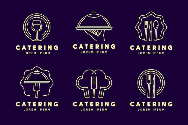 Free vector set of linear flat catering logos