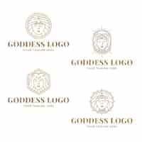 Free vector set of linear goddess logo templates