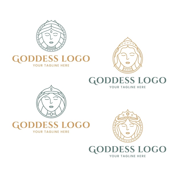 Free vector set of linear goddess logo templates