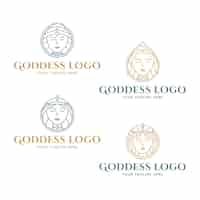 Free vector set of linear goddess logo templates