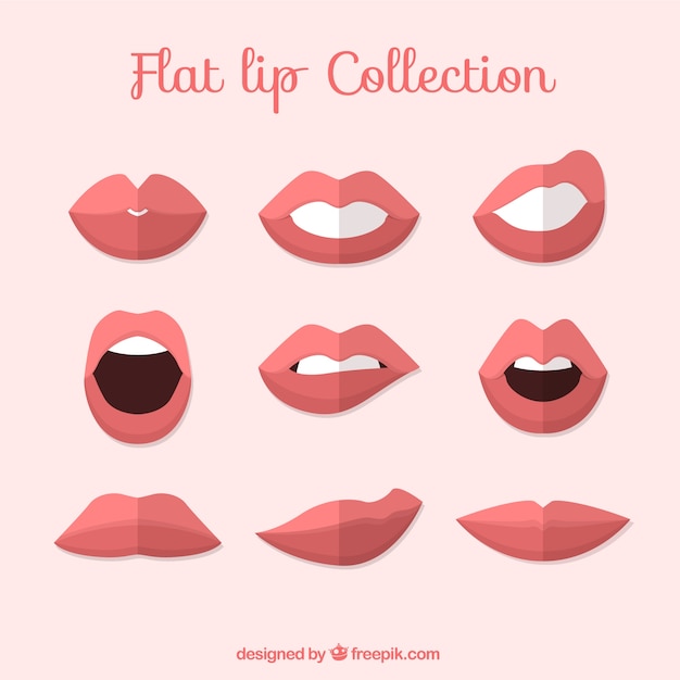 Set of lips in flat design