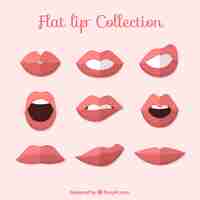 Free vector set of lips in flat design