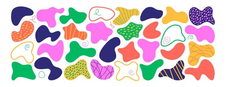 Free Vector set of liquid organic shapes irregular form in vibrant colors colorful simple freeform asymmetric