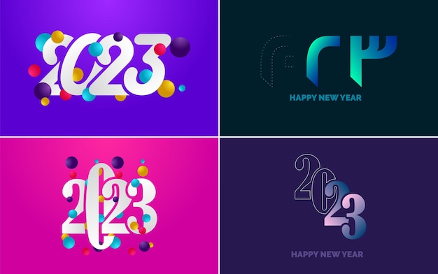 Set of logo design 2023 Happy New Year 2023 number design template Christmas decor 2023