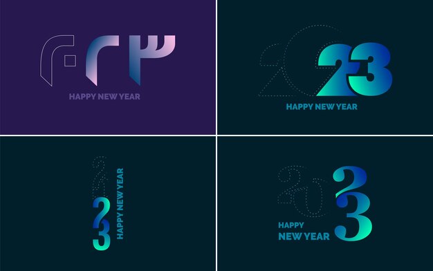 Free vector set of logo design 2023 happy new year 2023 number design template christmas decor 2023