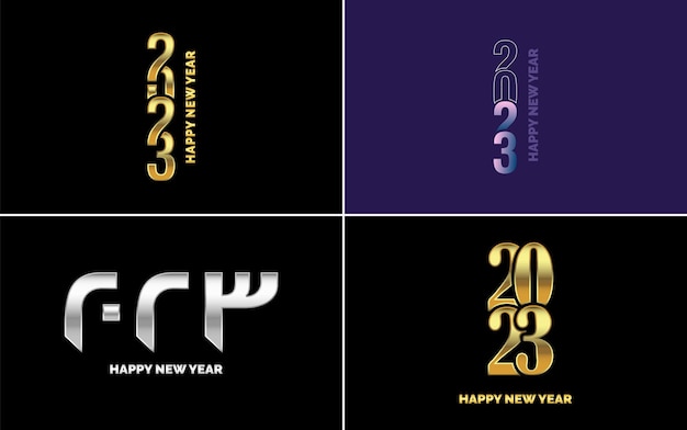 Set of logo design 2023 happy new year 2023 number design template christmas decor 2023