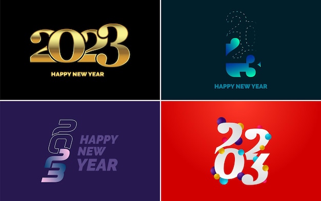 Set of logo design 2023 Happy New Year 2023 number design template Christmas decor 2023