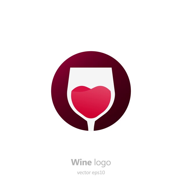 Set of Logo round with a glass of wine. Capsule with liquid in motion. 