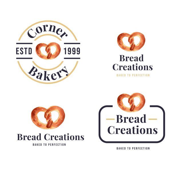 Set of logos of bakery shops