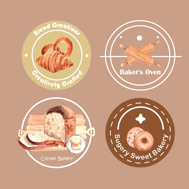 Set of logos of bakery shops