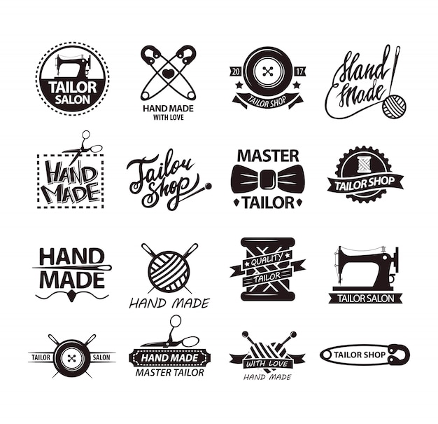 Download Free Set Of Logos For Handmade Shops Tailor Salon Advertisement Use our free logo maker to create a logo and build your brand. Put your logo on business cards, promotional products, or your website for brand visibility.