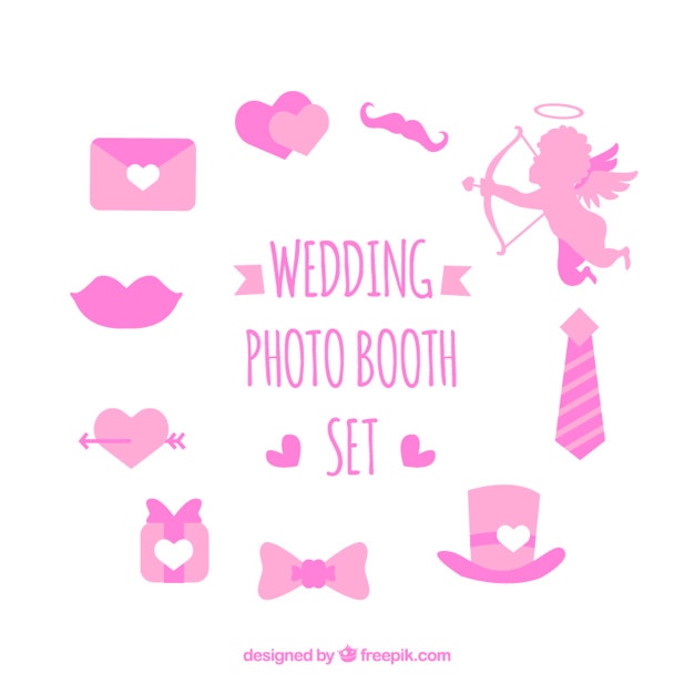 Free vector set of love elements for photo booth