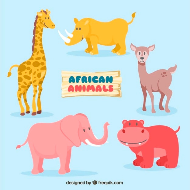 Vettore gratuito set di animali africani bella