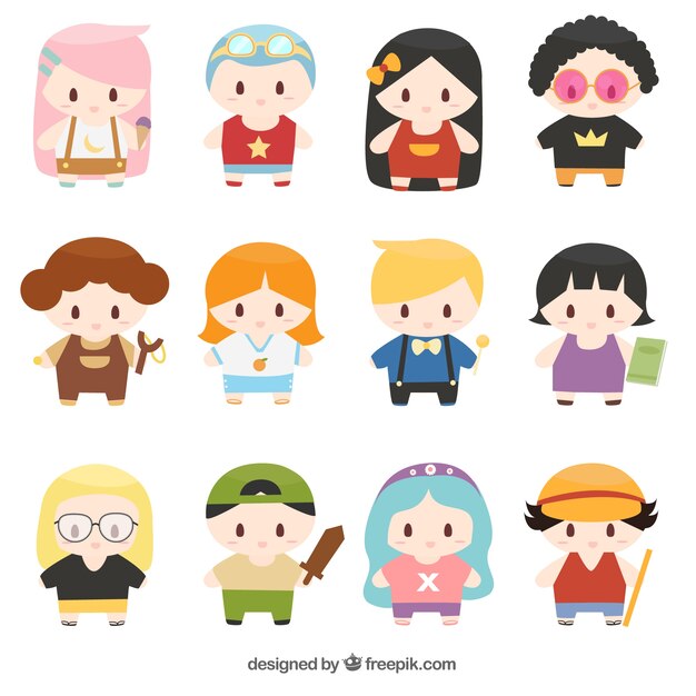 Set of lovely children characters