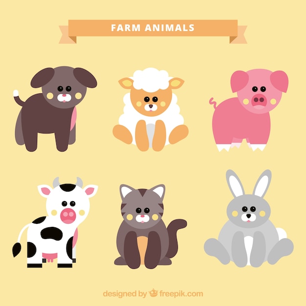 Free vector set of lovely farm animals