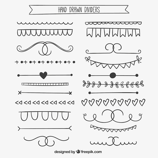 Free vector set of lovely hand drawn dividers