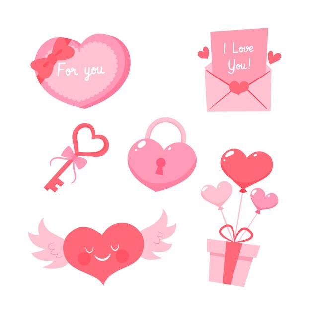 Set of lovely valentine's day elements