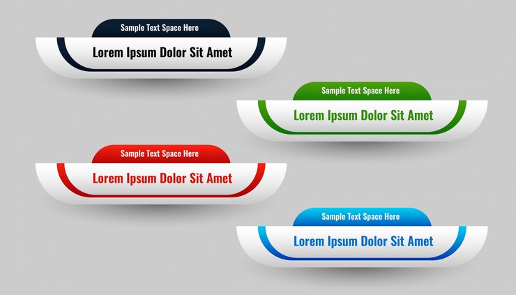 Free Vector set of lower third in four colors