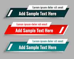 Free vector set of lower third template in three colors