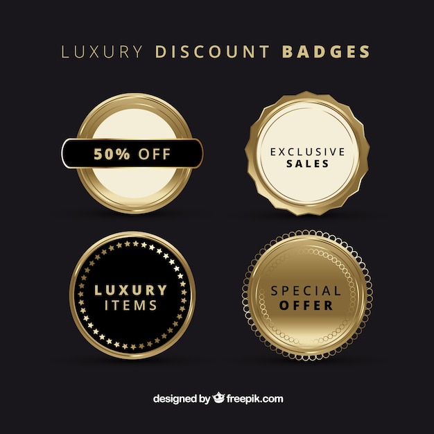 Free vector set of luxurious golden sale badges
