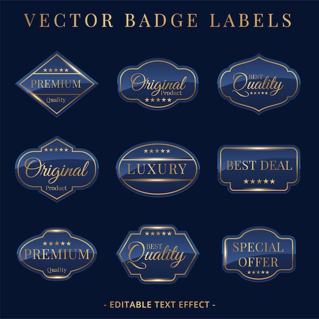 Set of luxury golden badges and stickers