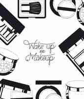 Free vector set of make up products frame around