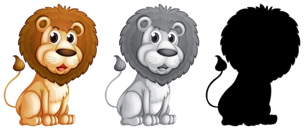 Free vector set of male lion character