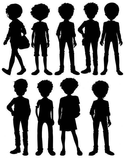 Set of male silhouette