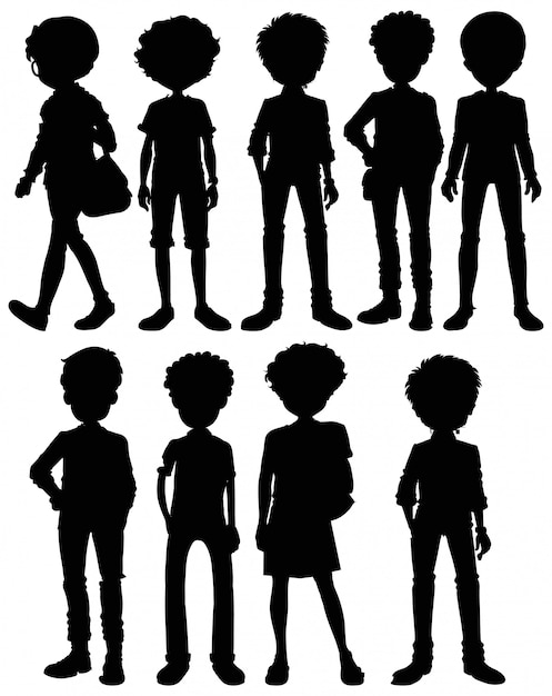 Set of male silhouette