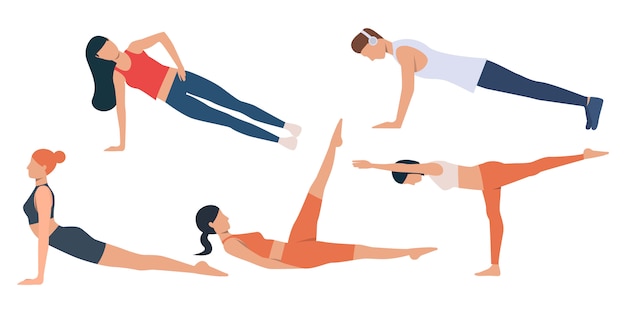 Free vector set of man and women exercising