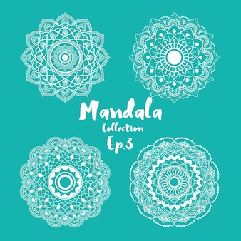 Set of mandala decorative and ornamental design for coloring page, greeting card, invitation, tattoo, yoga and spa symbol