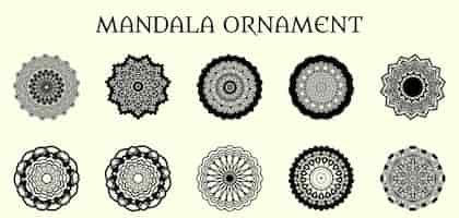 무료 벡터 만다라 디자인 컬렉션 벡터 일러스트 레이 션 설정