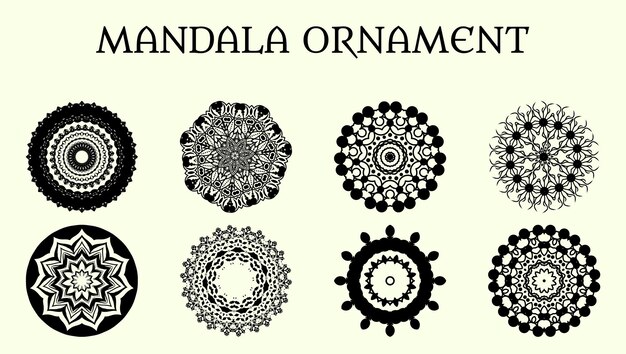 Set Mandala patterns on isolated background