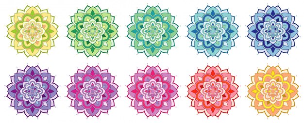 Set of mandala patterns in many colors