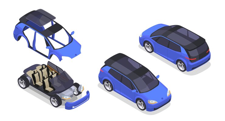 Free Vector set of manufacturing car process