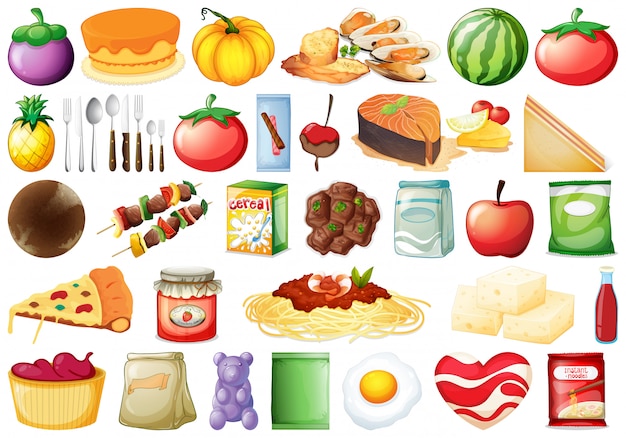 Free vector set of many food