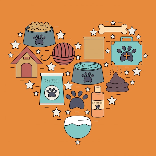 Set of mascot care shop icons