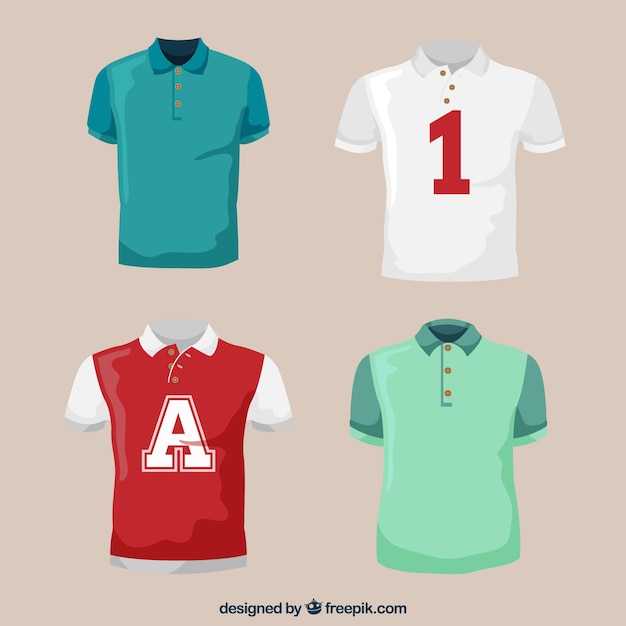 Free vector set of masculine sport polo shirts