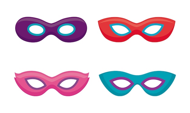 Free vector set of masks carnival celebration