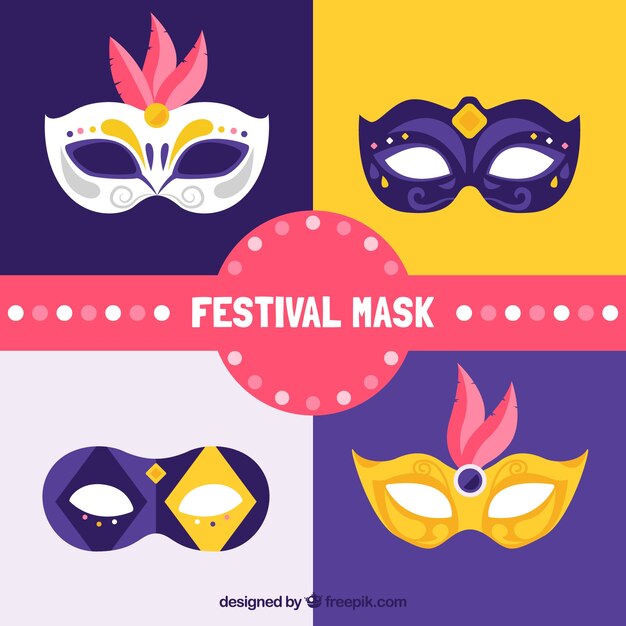 Set of masks in flat design