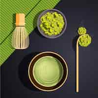 Free vector set of matcha tea