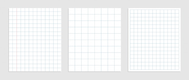さまざまなサイズの数学の正方形の紙のセット
