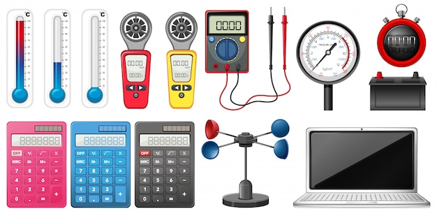 Free vector set of measuring devices on white