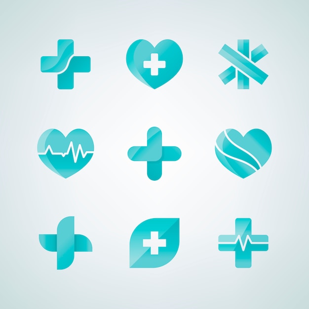 Free Vector set of medical icons 3d designs
