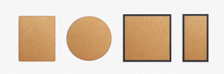 Free Vector set of memo pin boards with cork texture