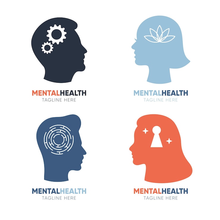 Free Vector set of mental health logo templates